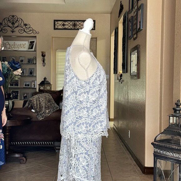 Adiva*3PC Top, Skirt and Shorts*Battenburg Lace Overlayw/Searsucker underlay*EUC - Picture 4 of 5